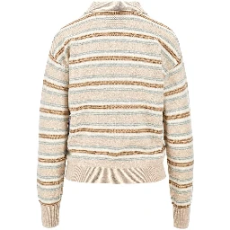 Cashmere polo shirt with striped motif
