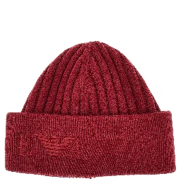 Knitted beanie hat with logo embroidery