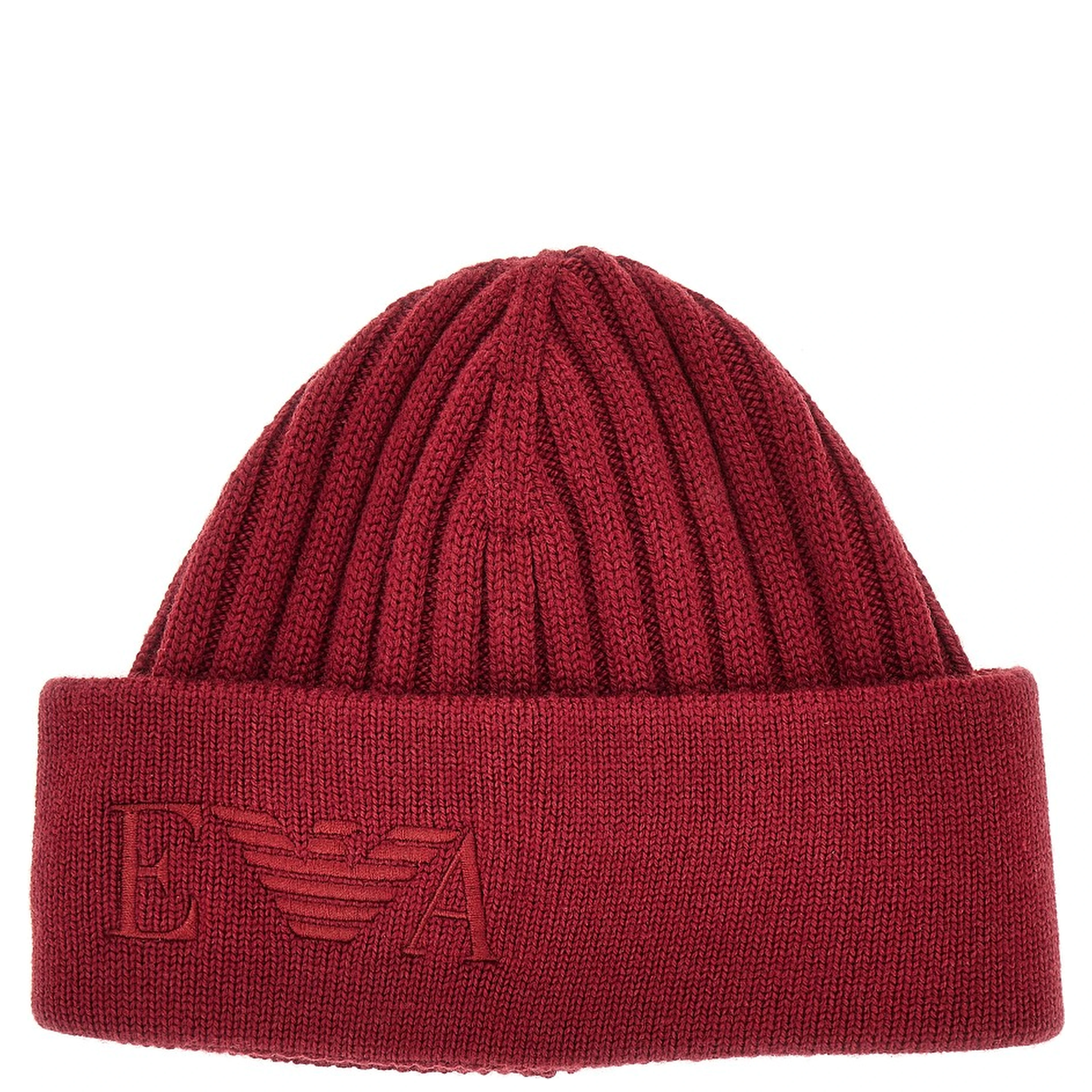 Knitted beanie hat with logo embroidery