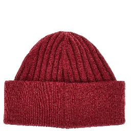 Knitted beanie hat with logo embroidery