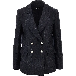 Pinstriped wool-blend double-breasted jacket