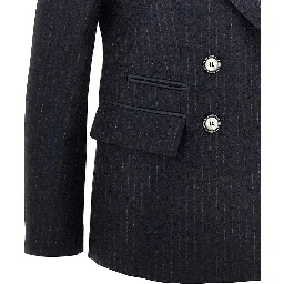 Pinstriped wool-blend double-breasted jacket