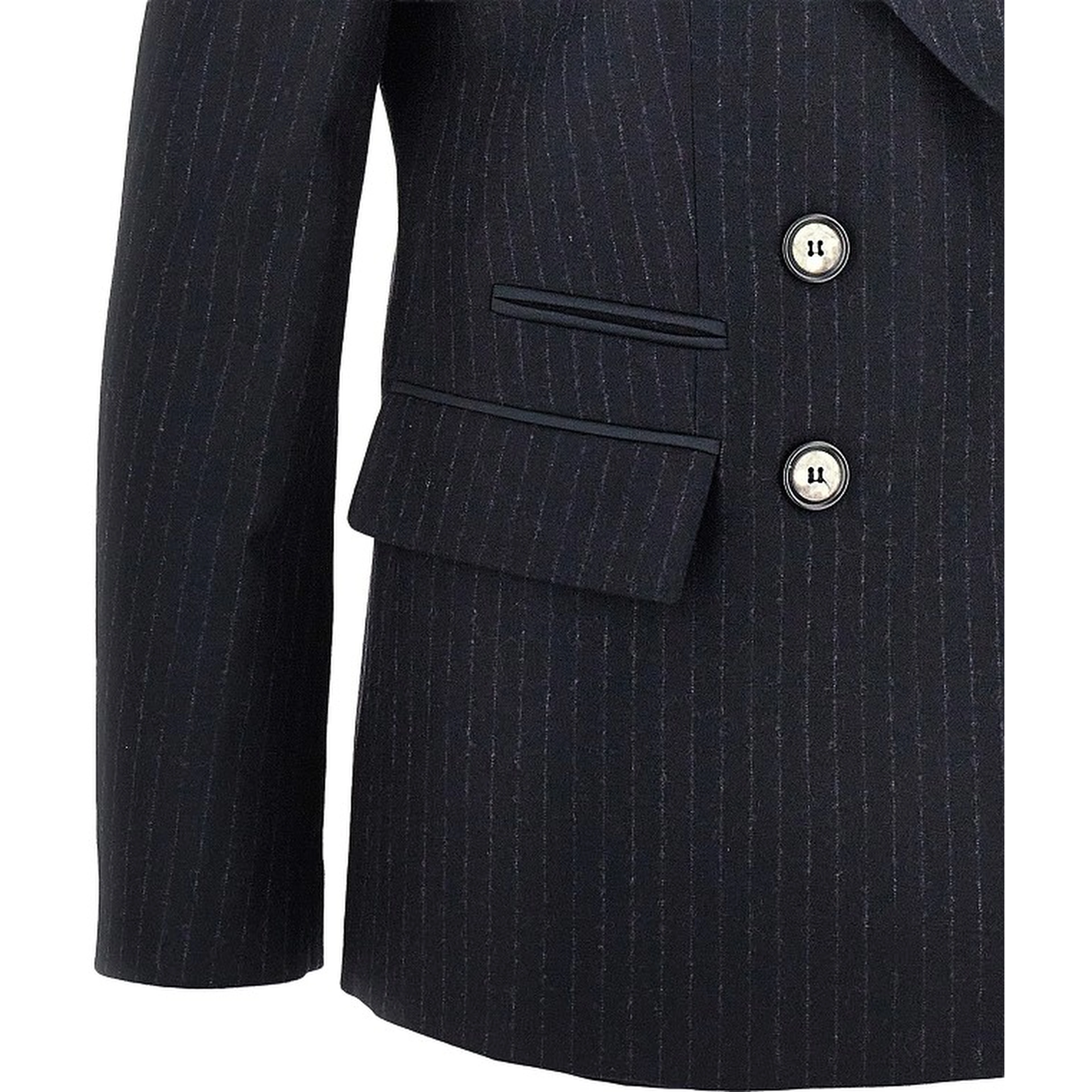 Pinstriped wool-blend double-breasted jacket