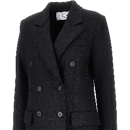 Pressed wool long double-breasted coat