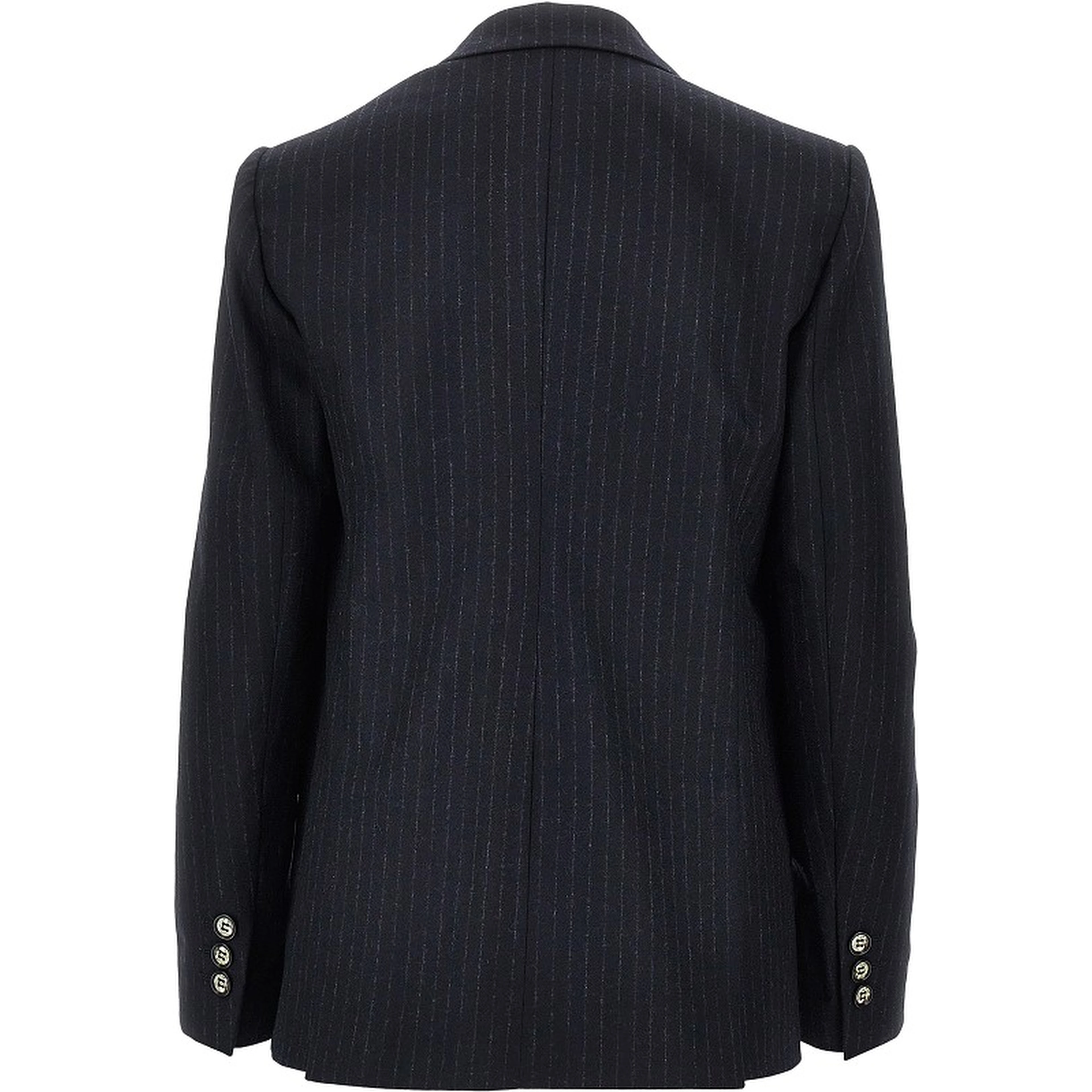 Pinstriped wool-blend double-breasted jacket