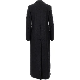 Pressed wool long double-breasted coat