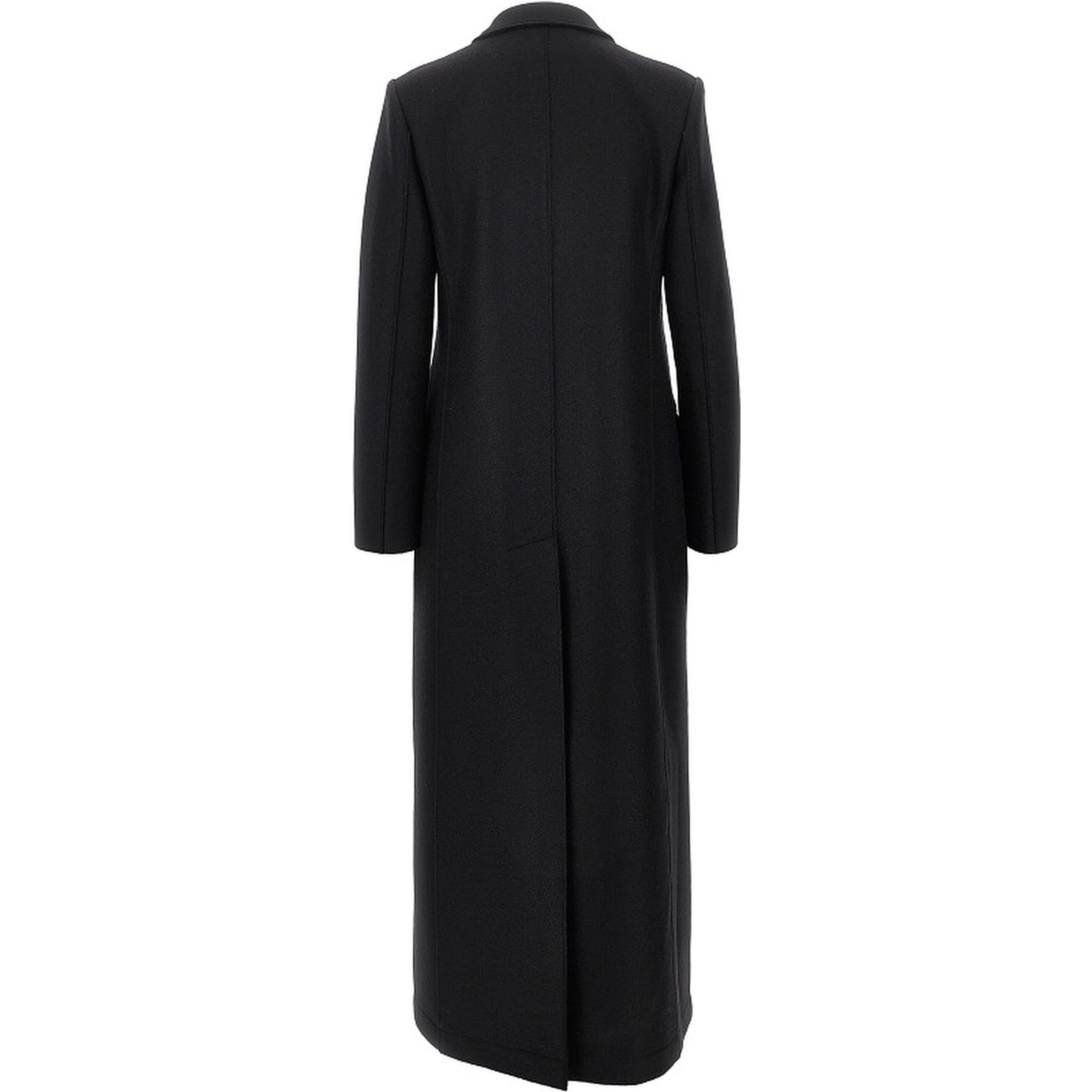 Pressed wool long double-breasted coat