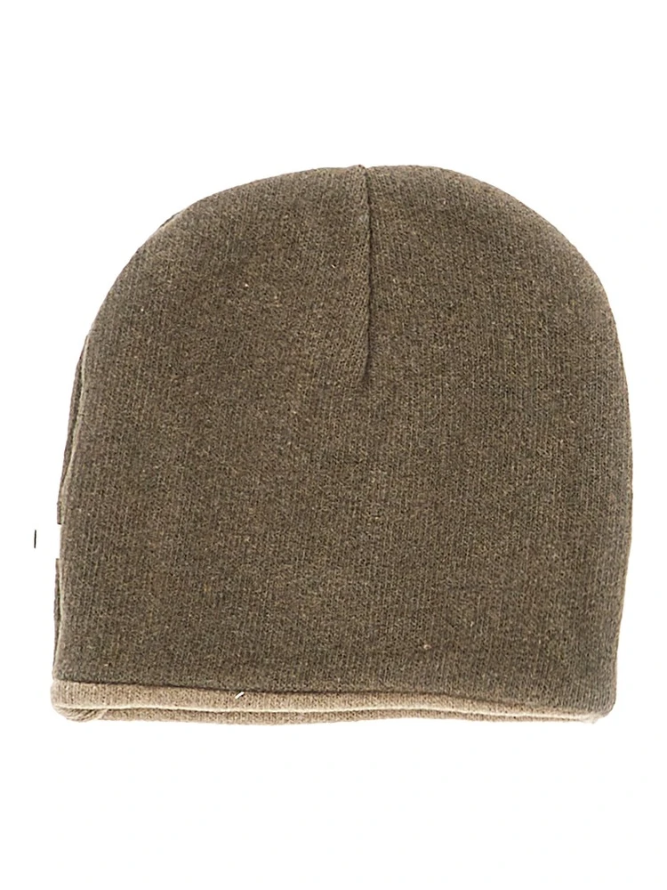 Double knitting cotton-blend beanie hat