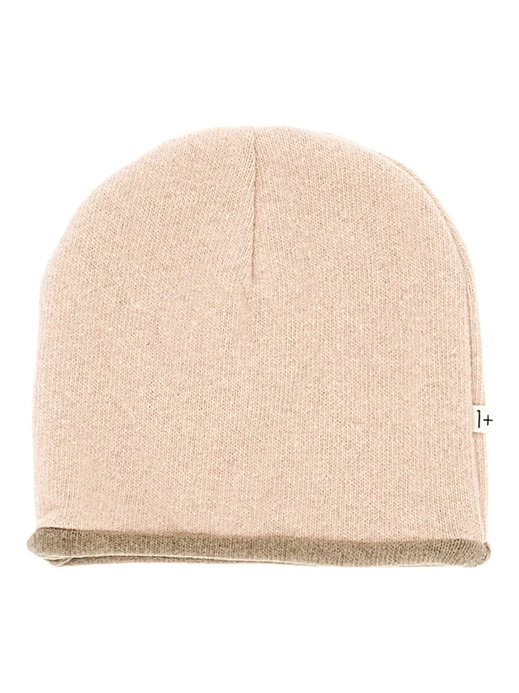 Double knitting cotton-blend beanie hat