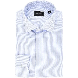 Cotton twill shirt with striped motif