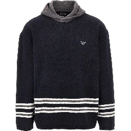 Virgin wool hooded sweater