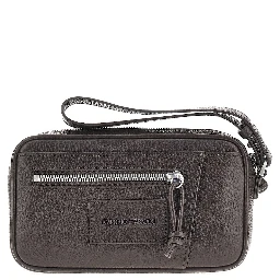 Grained leather pouch