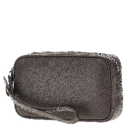 Grained leather pouch