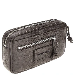 Grained leather pouch