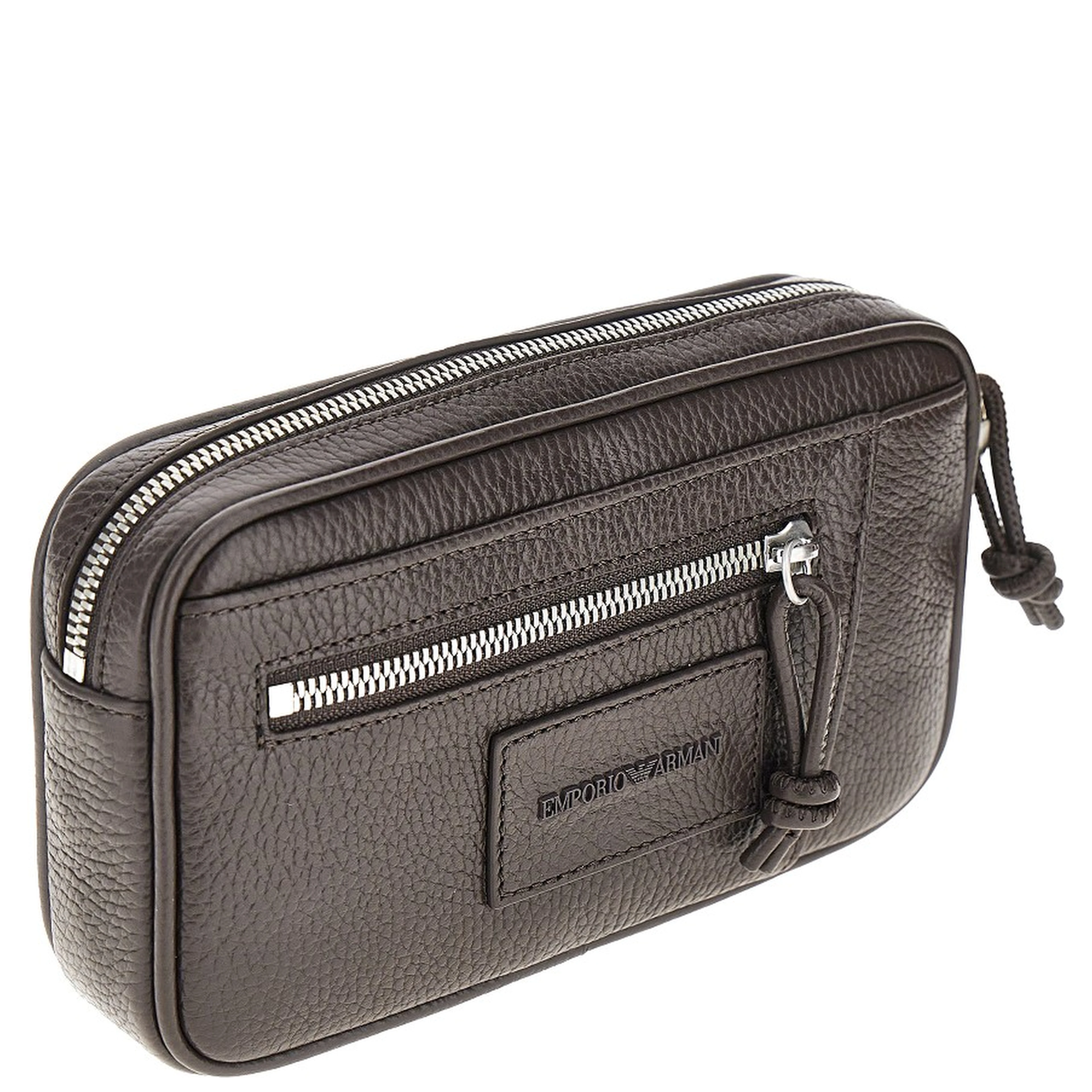 Grained leather pouch