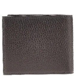 Grained leather bi-fold wallet