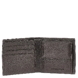 Grained leather bi-fold wallet