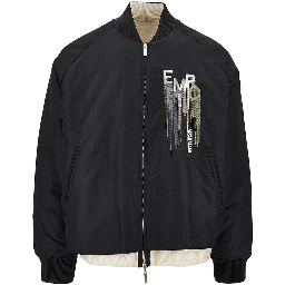 Nylon bomber jacket with logo embroidery