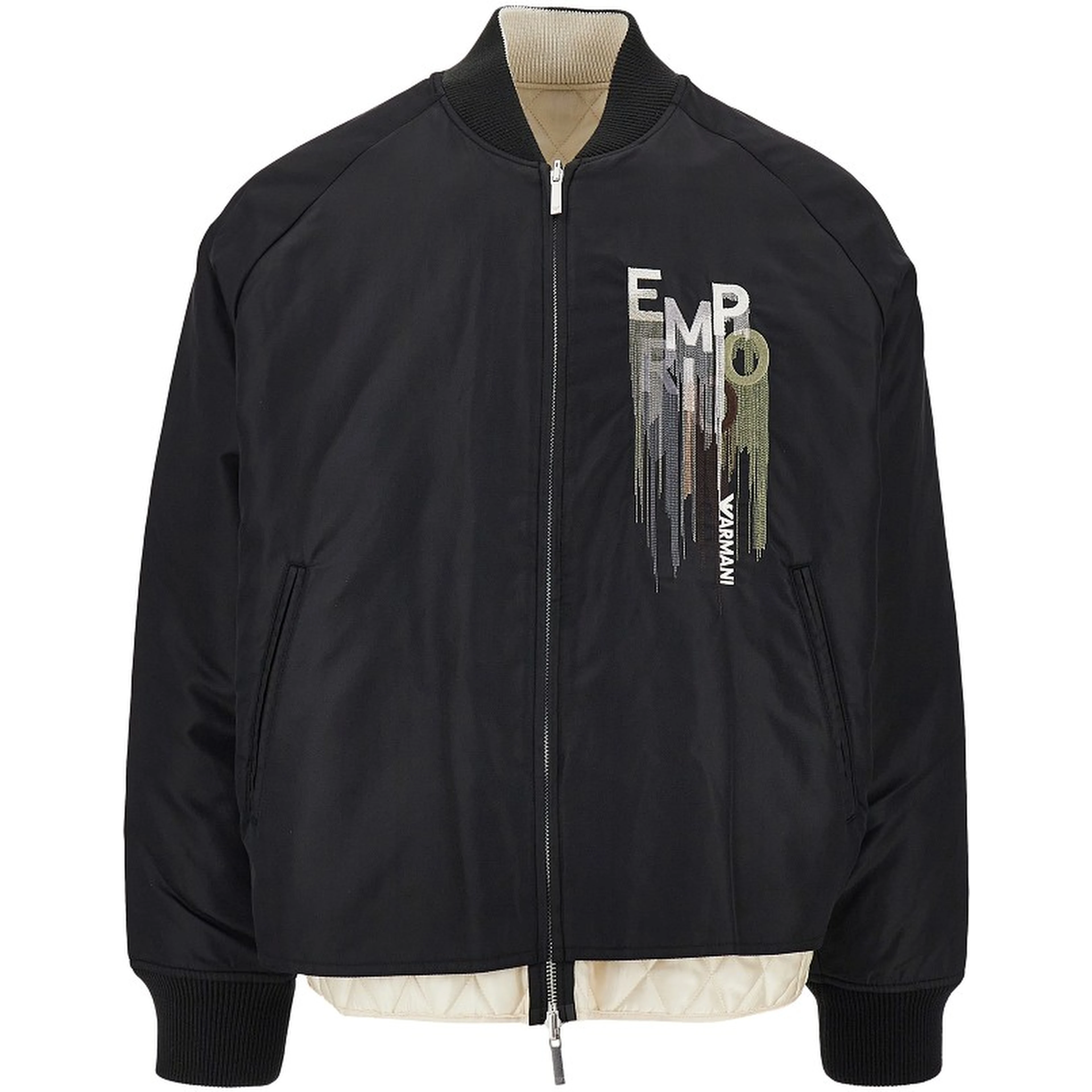 Nylon bomber jacket with logo embroidery