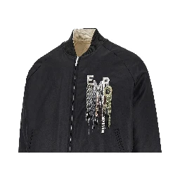 Nylon bomber jacket with logo embroidery