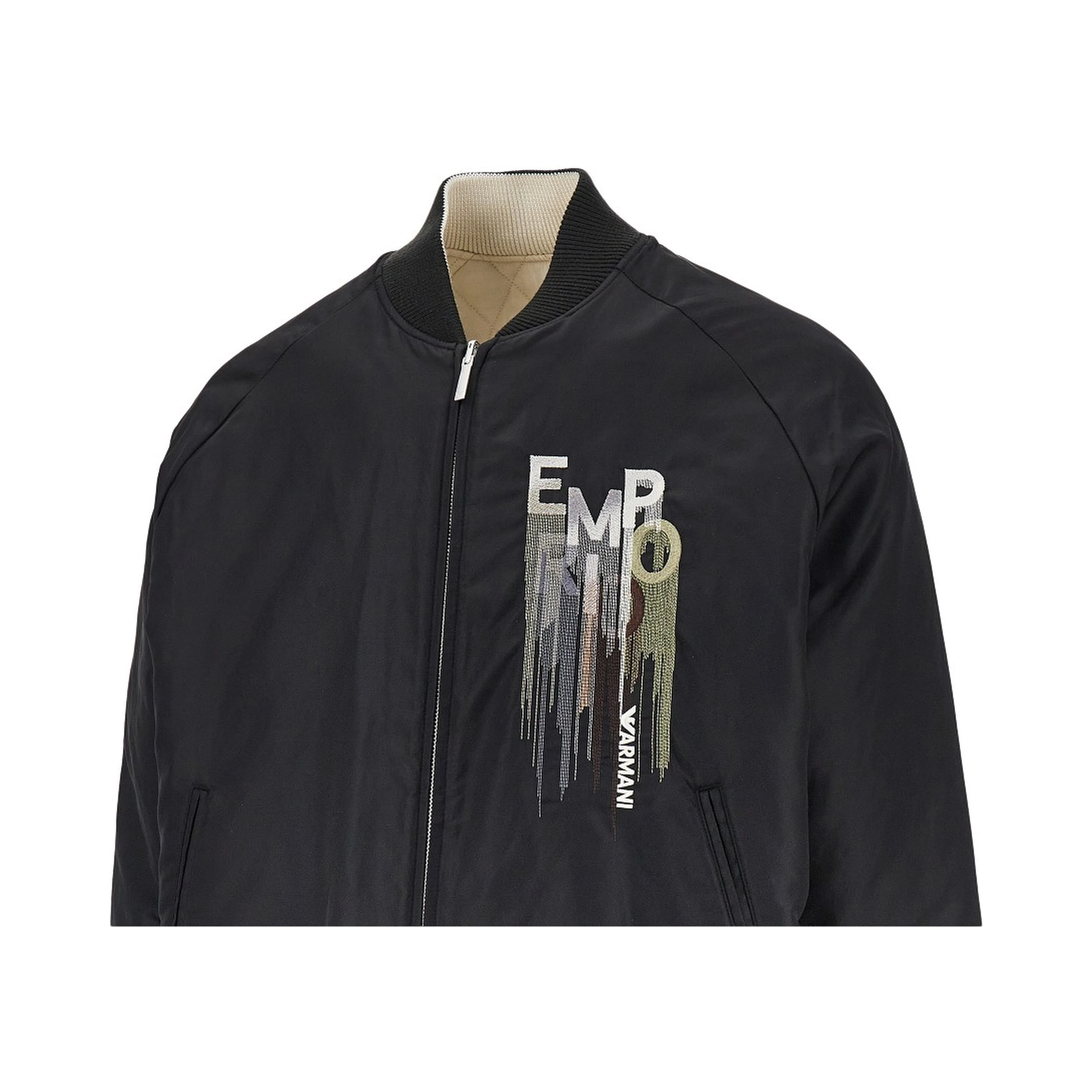 Nylon bomber jacket with logo embroidery