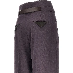 Gabardine pants with belt