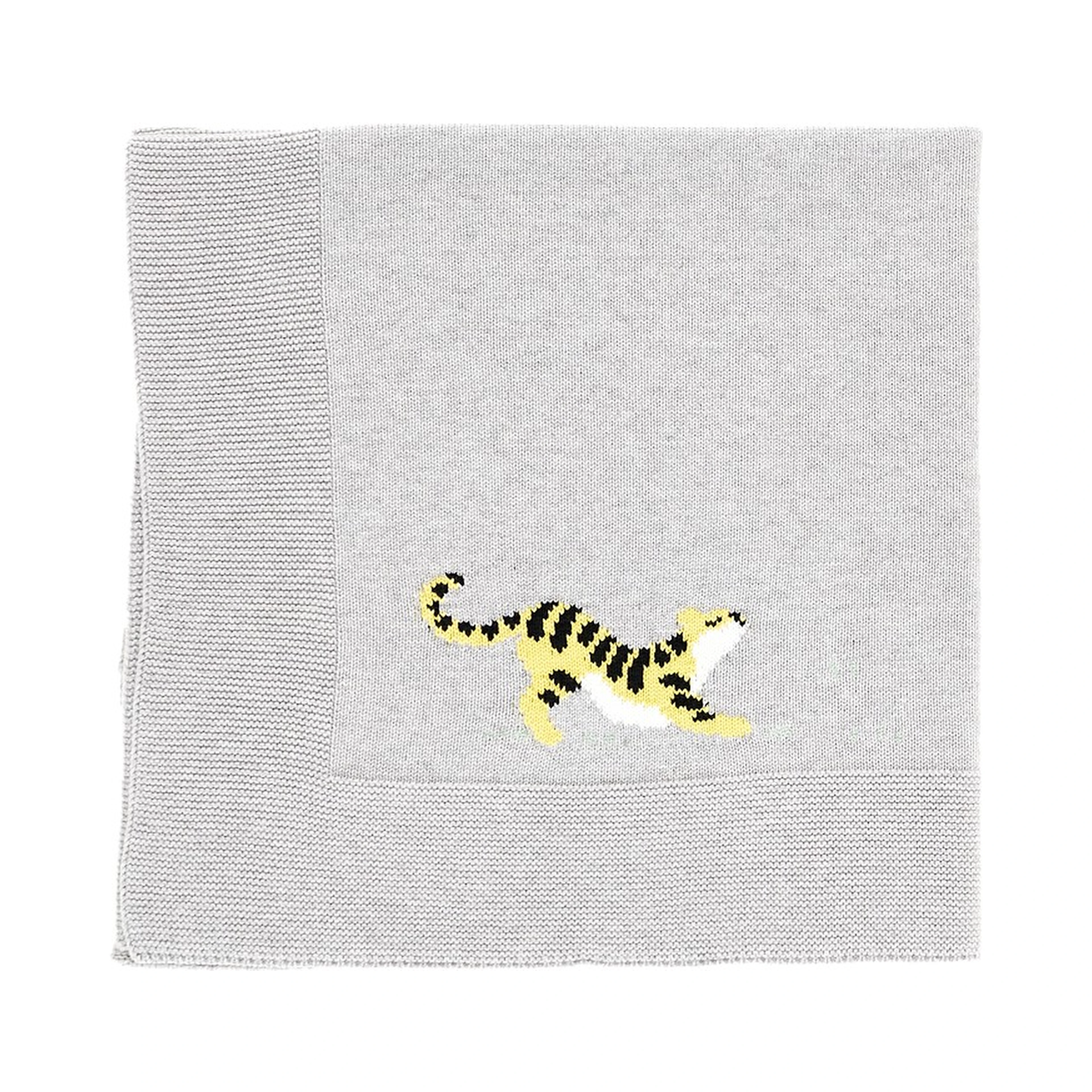 Tigers intarsia cotton blanket