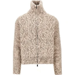Cashmere-blend cable knit cardigan