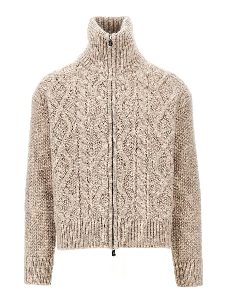 Cashmere-blend cable knit cardigan
