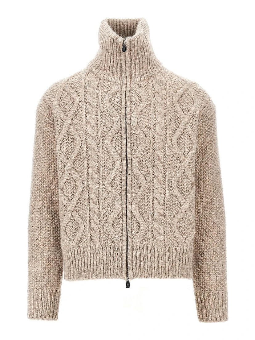 Cashmere-blend cable knit cardigan