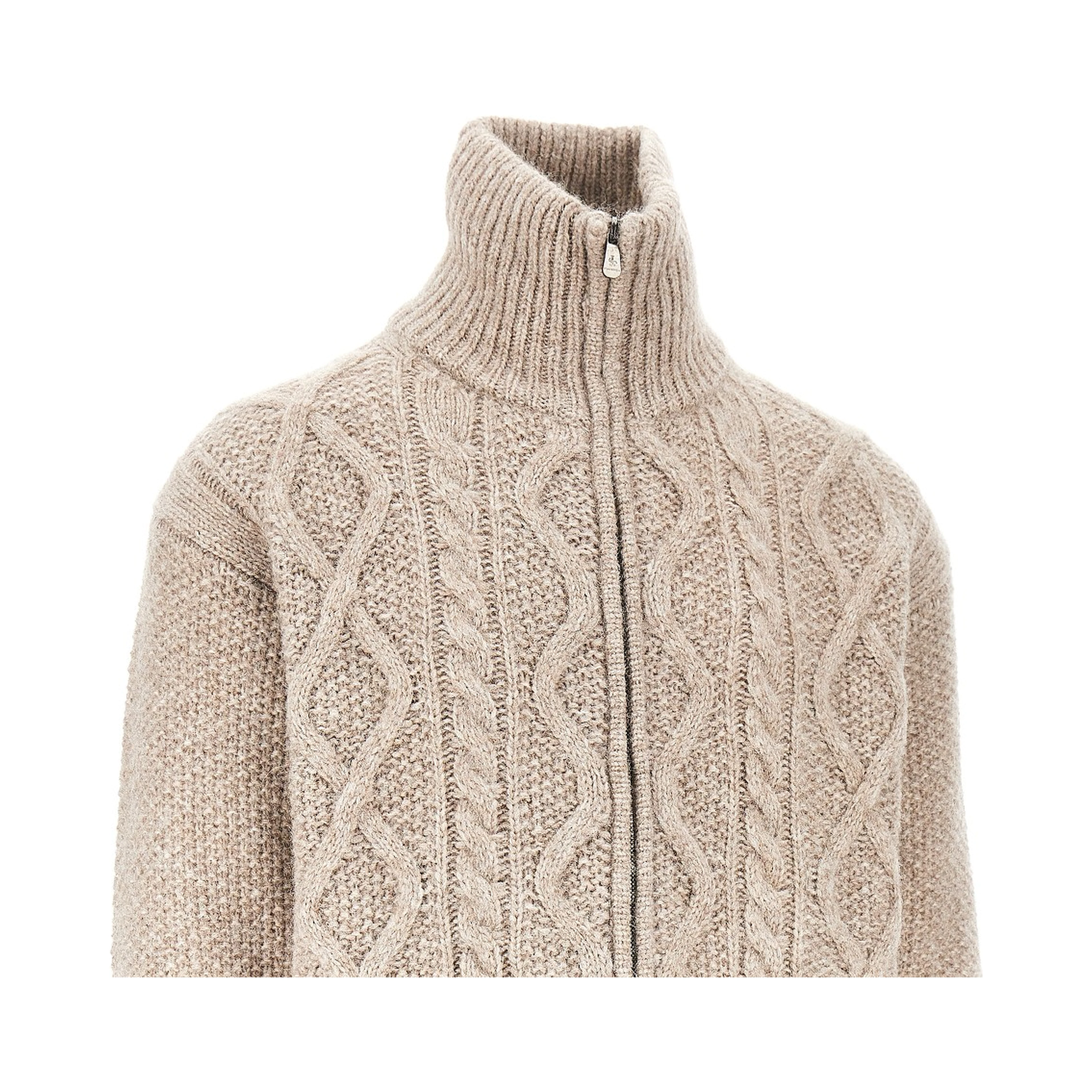 Cashmere-blend cable knit cardigan