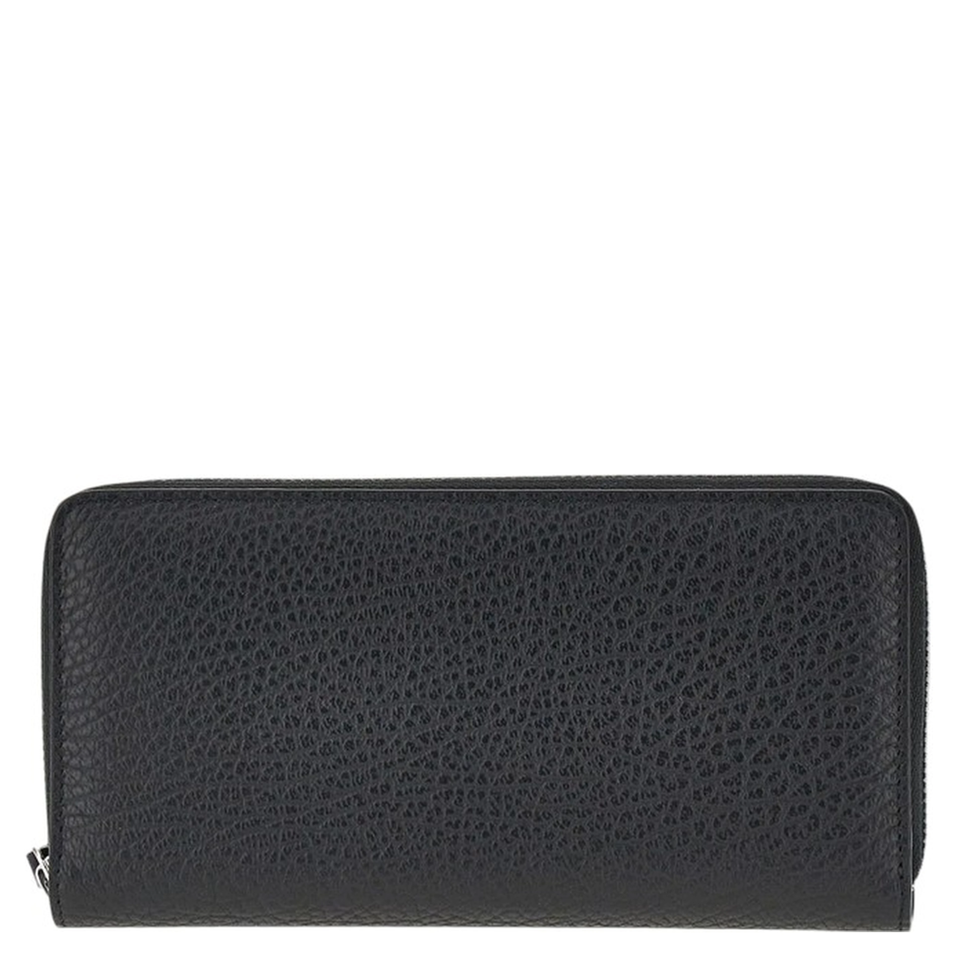 Grained leather zip-around wallet