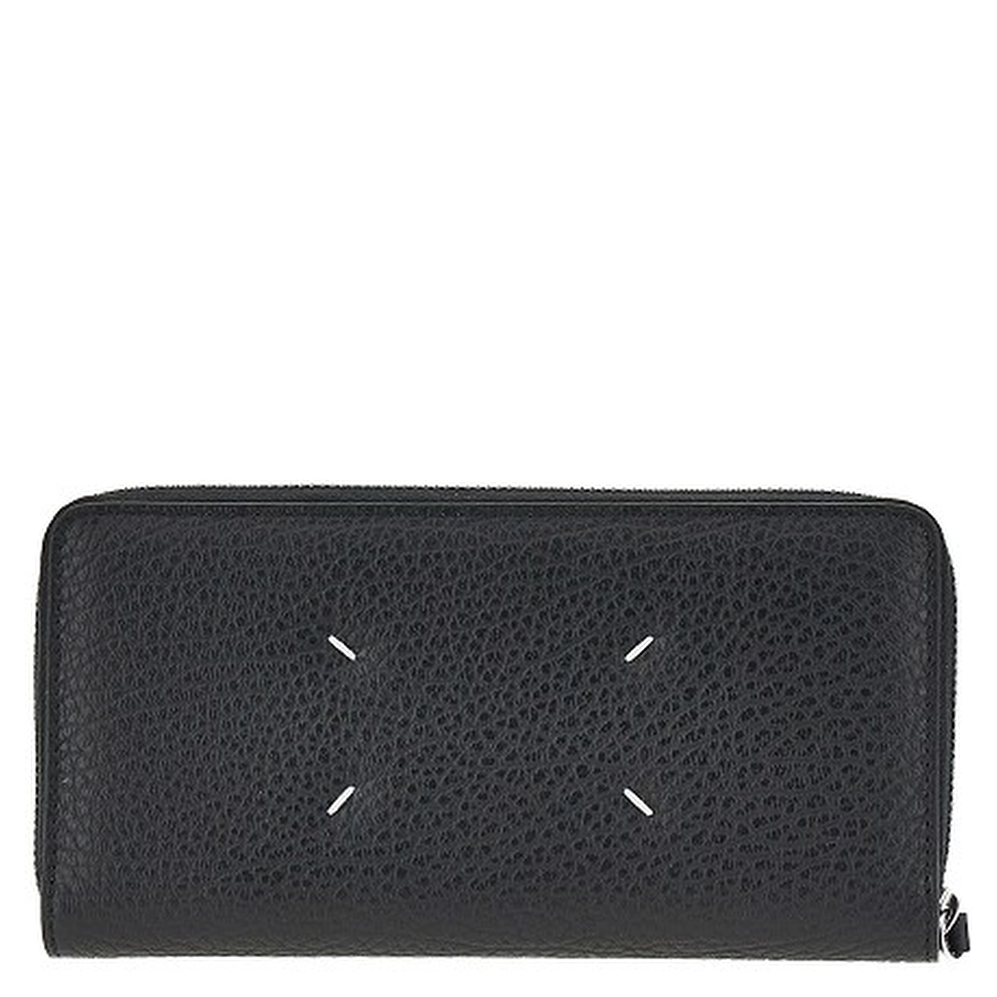 Grained leather zip-around wallet