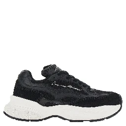 Knitted sneakers with faux leather details