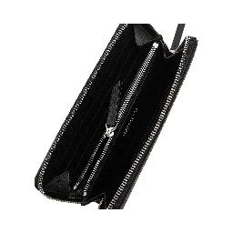 Grained leather zip-around wallet