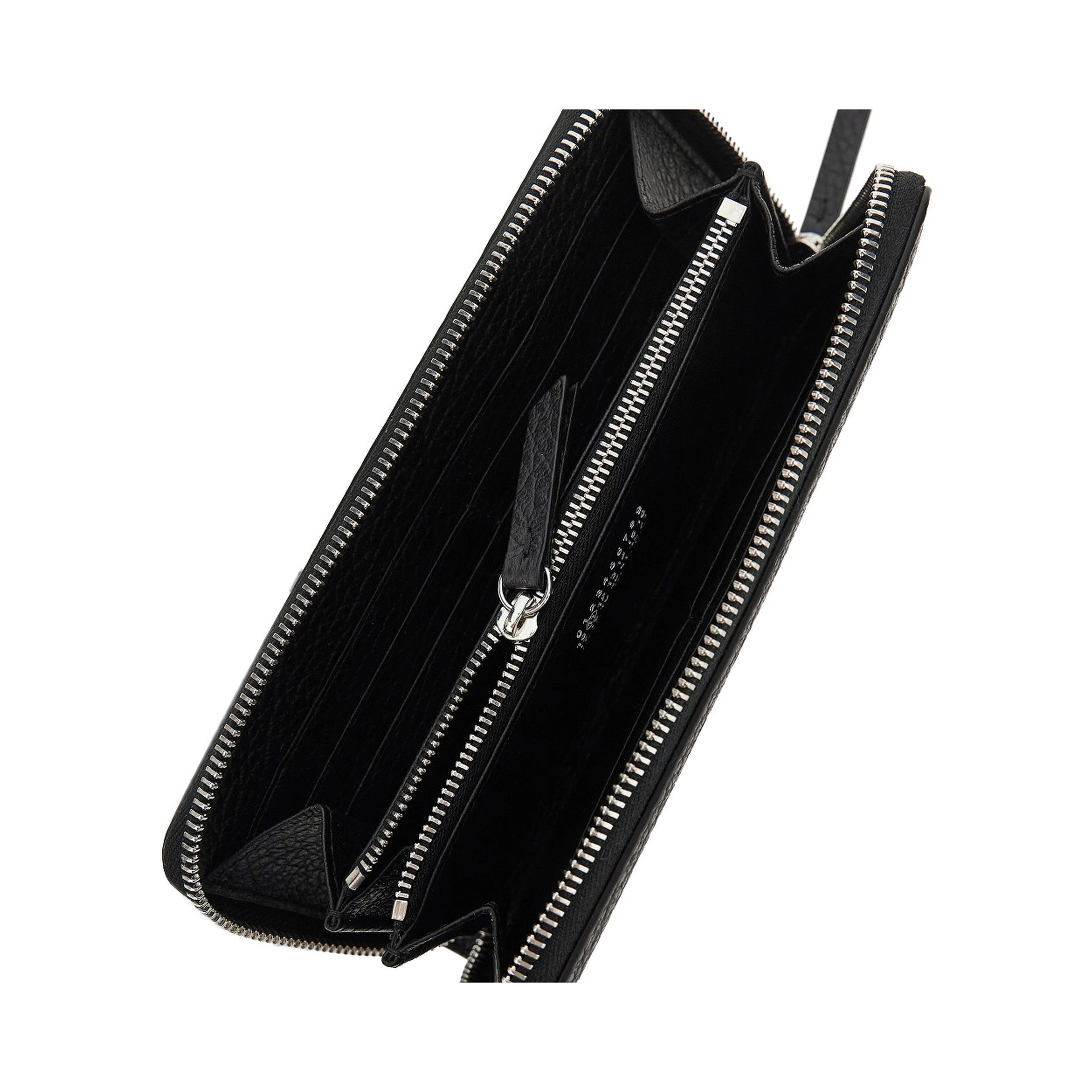 Grained leather zip-around wallet