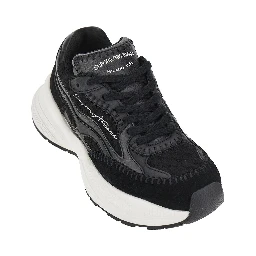 Knitted sneakers with faux leather details
