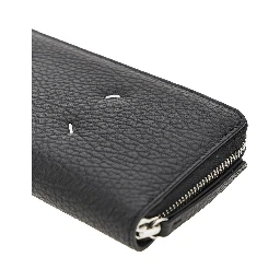Grained leather zip-around wallet