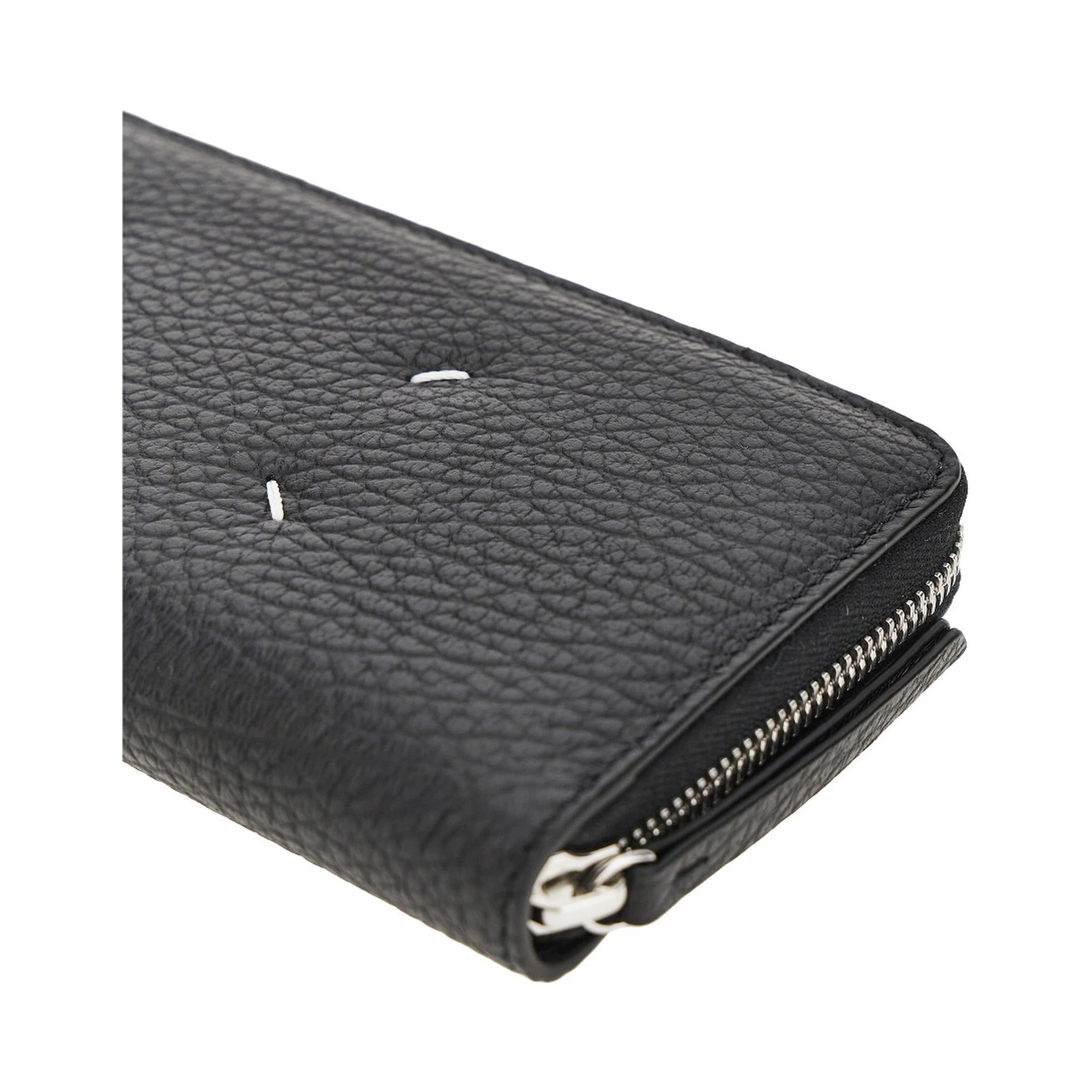 Grained leather zip-around wallet