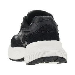 Knitted sneakers with faux leather details