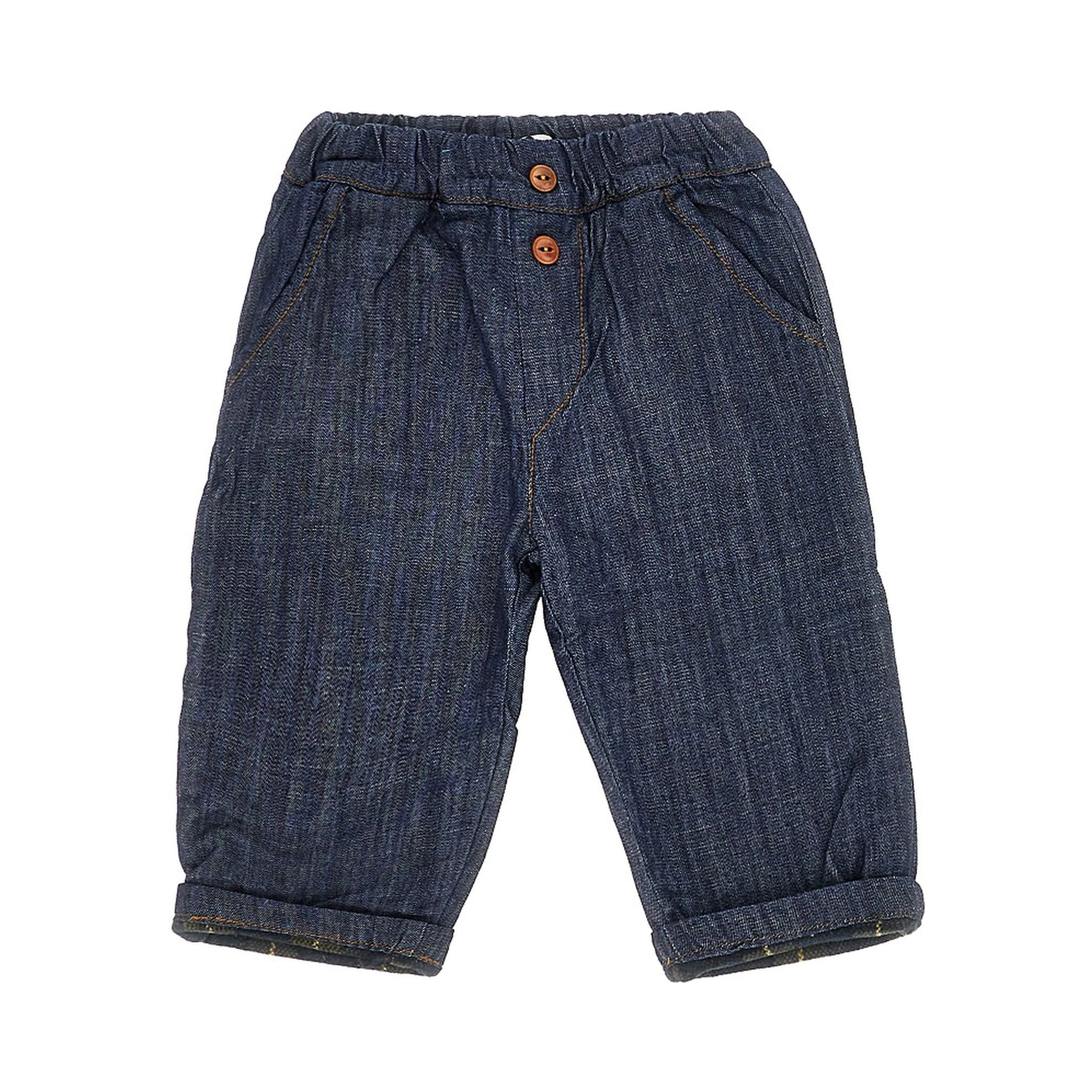 Denim pants with flannel lining