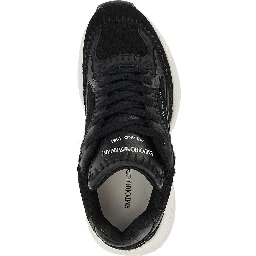 Knitted sneakers with faux leather details