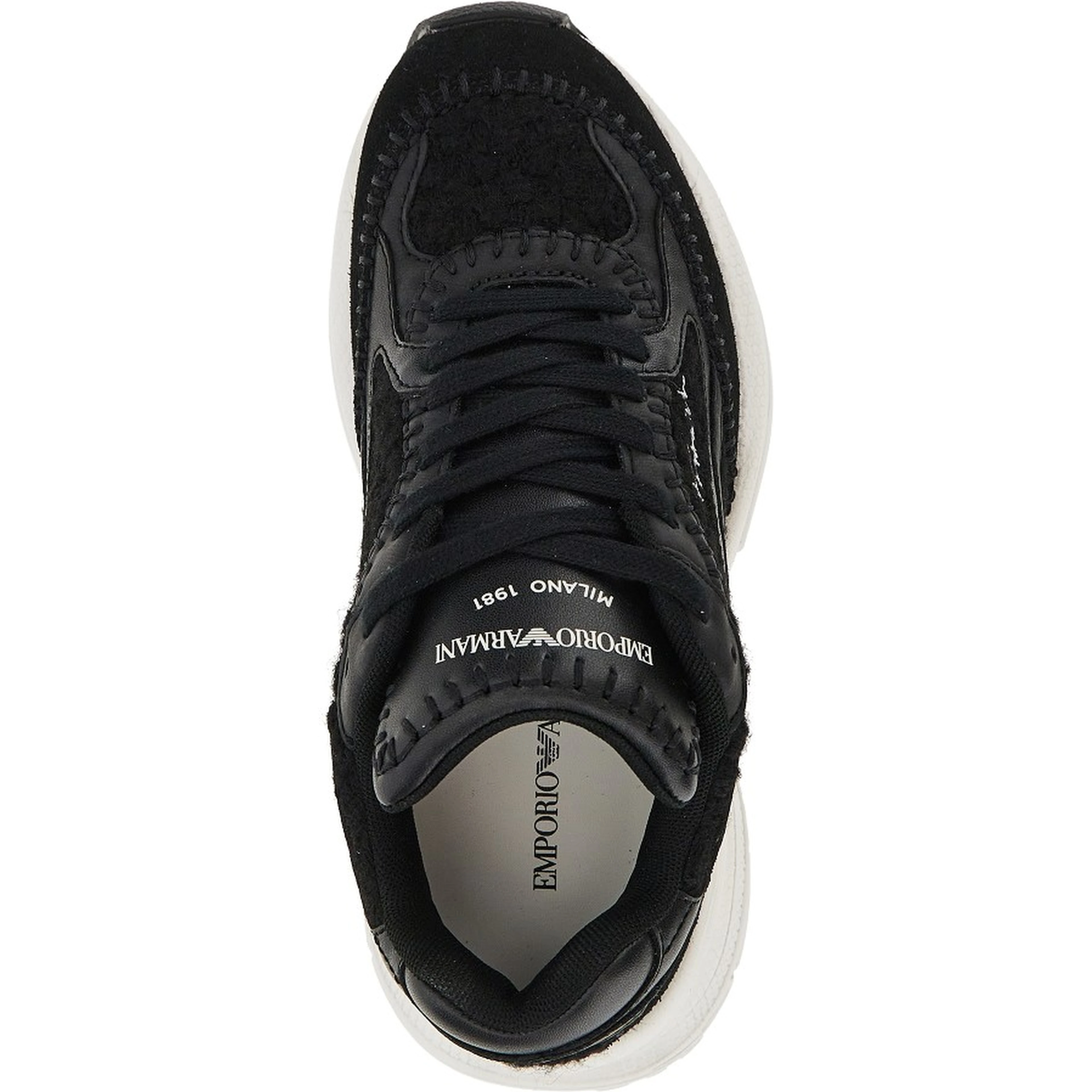 Knitted sneakers with faux leather details