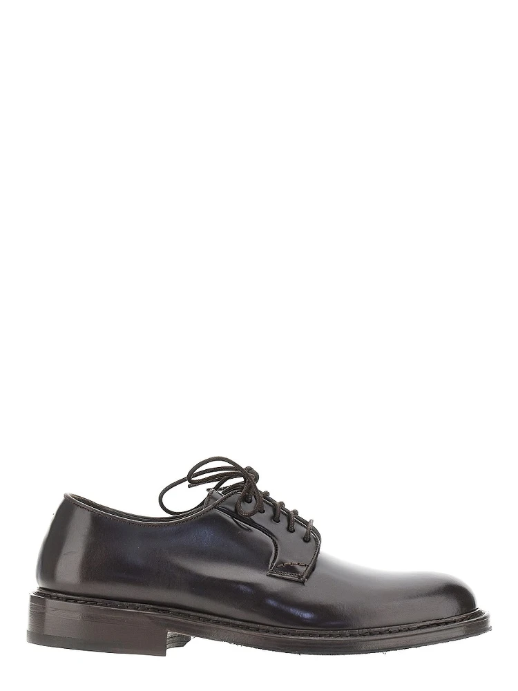 Brushed leather lace-up shoes