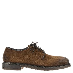 Suede leather lace-up shoes