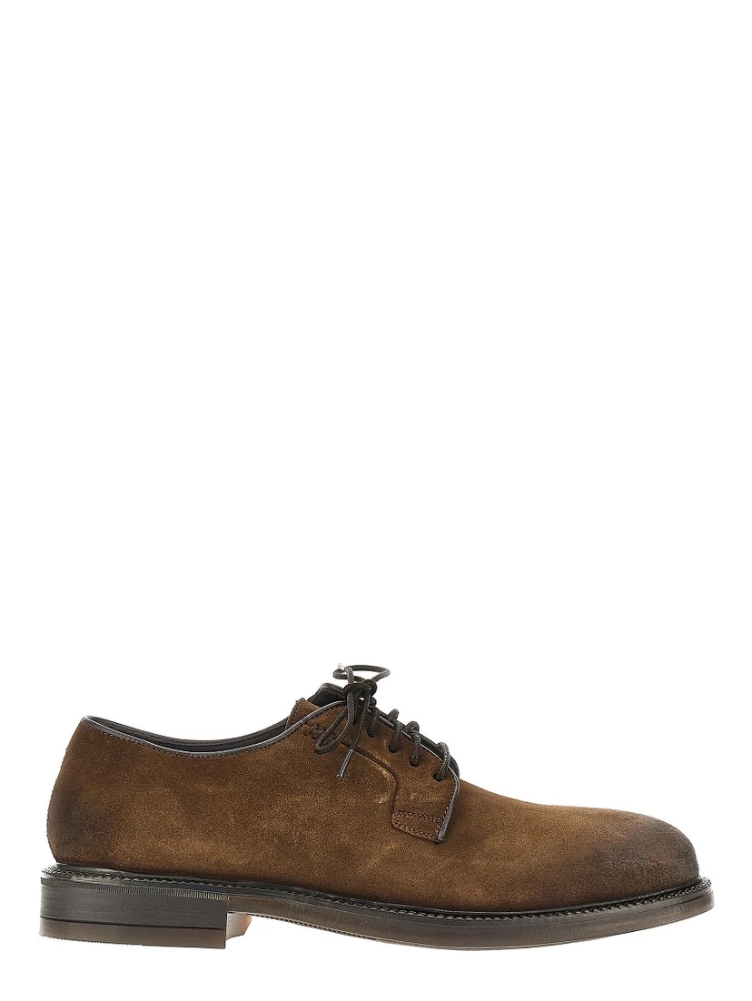 Suede leather lace-up shoes