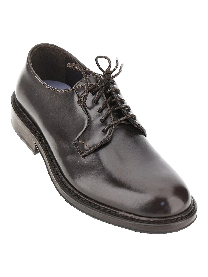 Brushed leather lace-up shoes