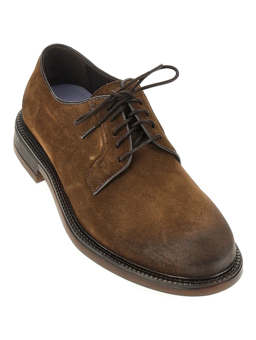 Suede leather lace-up shoes