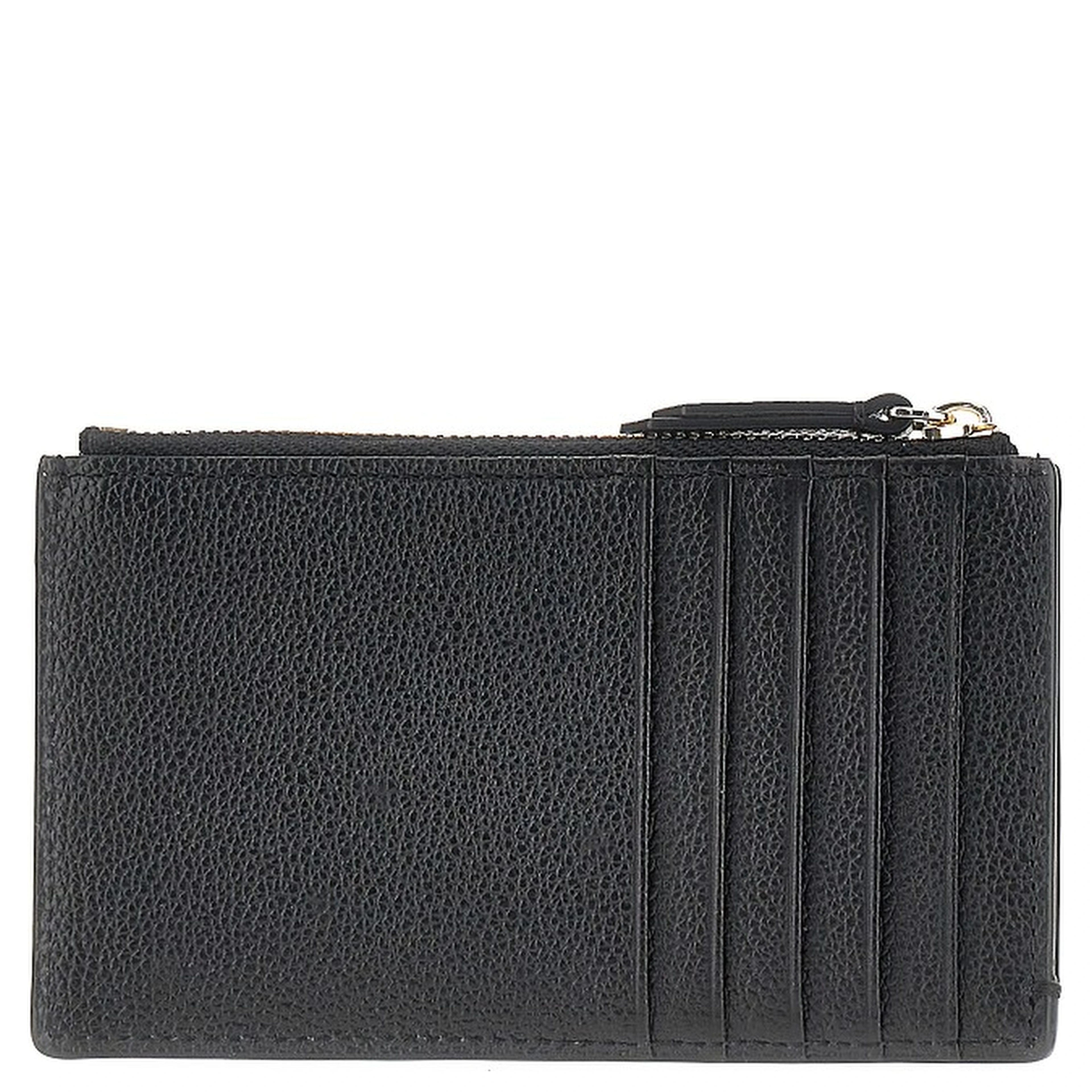 Grained leather card holder with logo