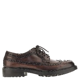 Brushed leather lace-up shoes